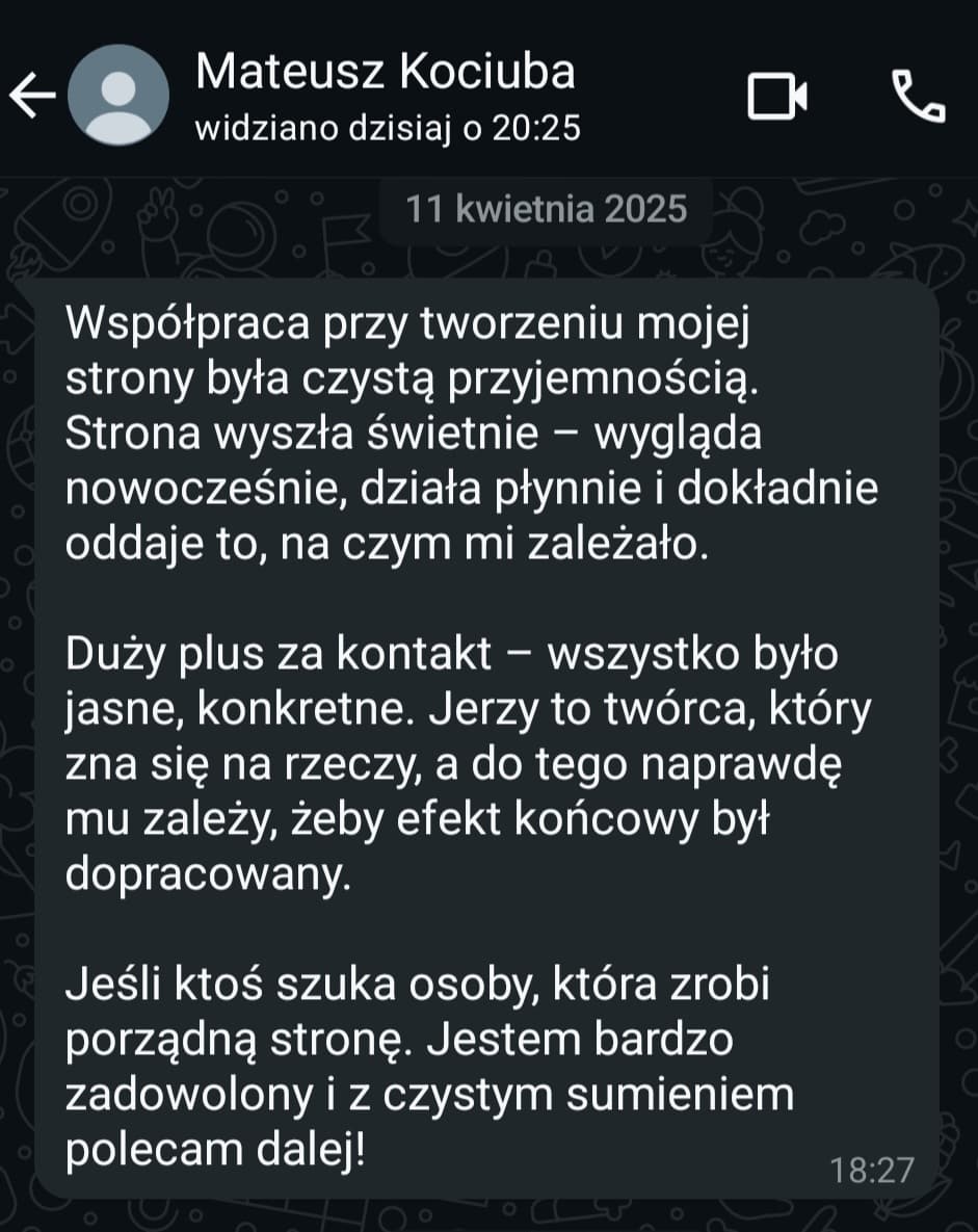 Opinia Mateusz Kociuba - Strona WWW